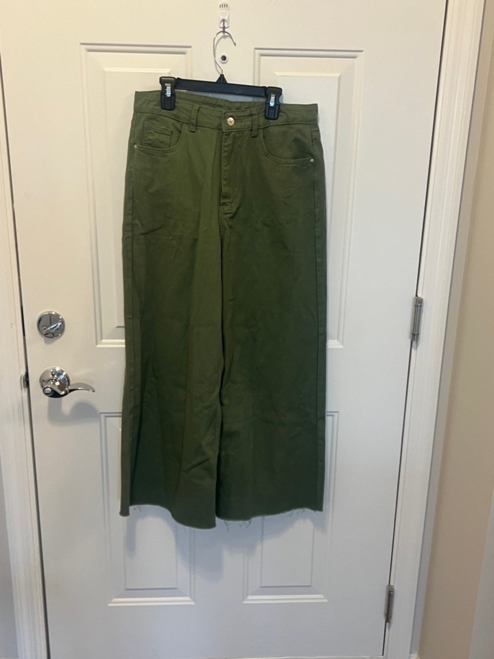SHEIN Olive Green Wide Leg Flare Jeans